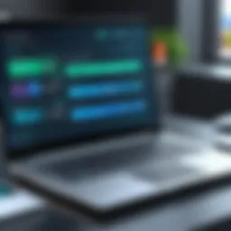 A high-tech laptop setup showcasing driver update software