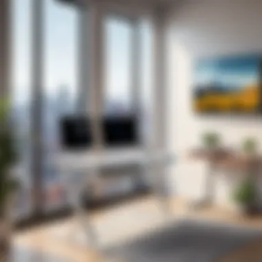 Aesthetic Considerations for Window Standing Desks A beautifully designed window standing desk in a contemporary office