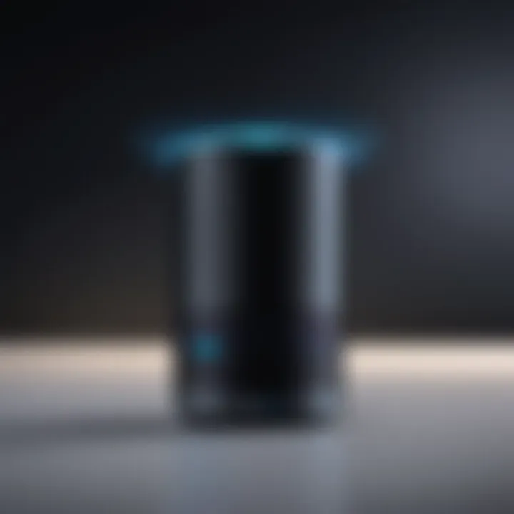 Visual representation of voice command functionality in Alexa Music Player.