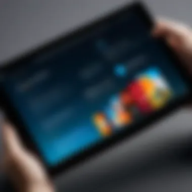 Detailed view of Amazon Fire tablet screen showcasing resolution