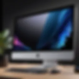 Close-up of iMac Pro's sleek design and display