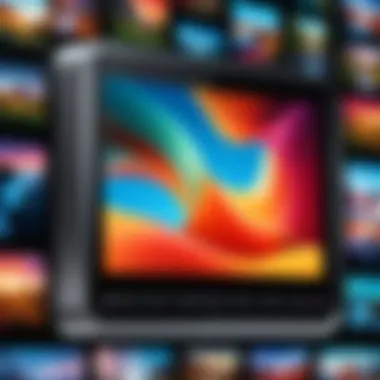 Vibrant Display of Photos Close-up of the Apple Digital Photo Frame displaying vibrant photos.