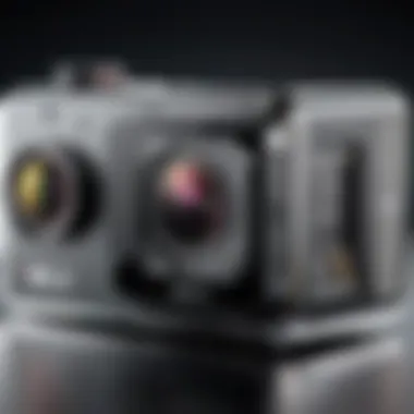 Close-up view of a budget action camera showcasing its features