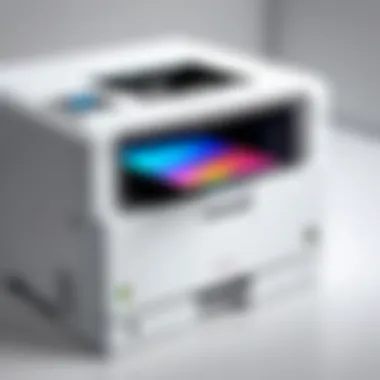 Modern Color Laser Printer A sleek, modern color laser printer on a desktop