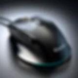 Close-up view of a high-performance ergonomic mouse showcasing its unique design features.