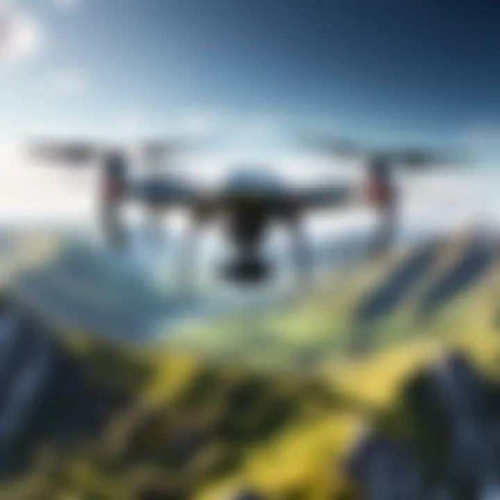 Drone capturing aerial footage of a scenic landscape