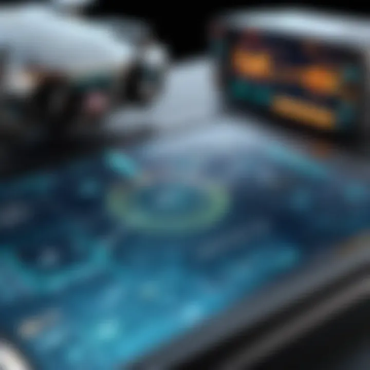 Close-up view of drone control interface