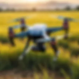 High-quality GPS drone flying in an open field