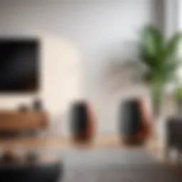 Premium wireless speaker set in a modern living room