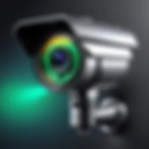 Illustration of a security camera showcasing color night vision technology