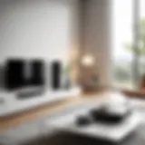 Wireless audio system setup in a modern living room