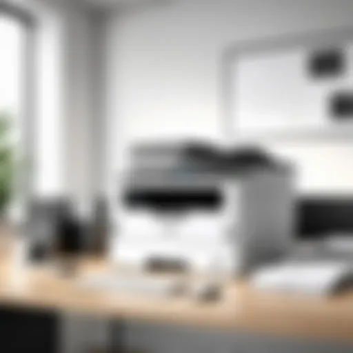 High-performance black and white laser printer in an office setting
