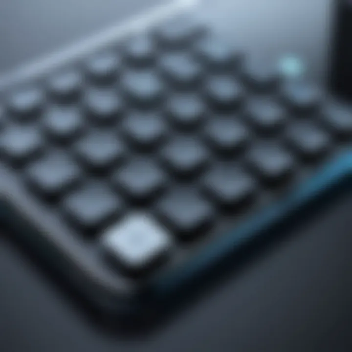 Bluetooth keypad paired with iPad showcasing features