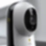 Close-up view of the Canary View Smart Security Camera showcasing its sleek design