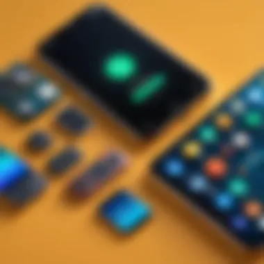 Innovative Features in Miniature Phones Close-up of innovative features in a miniature smartphone.