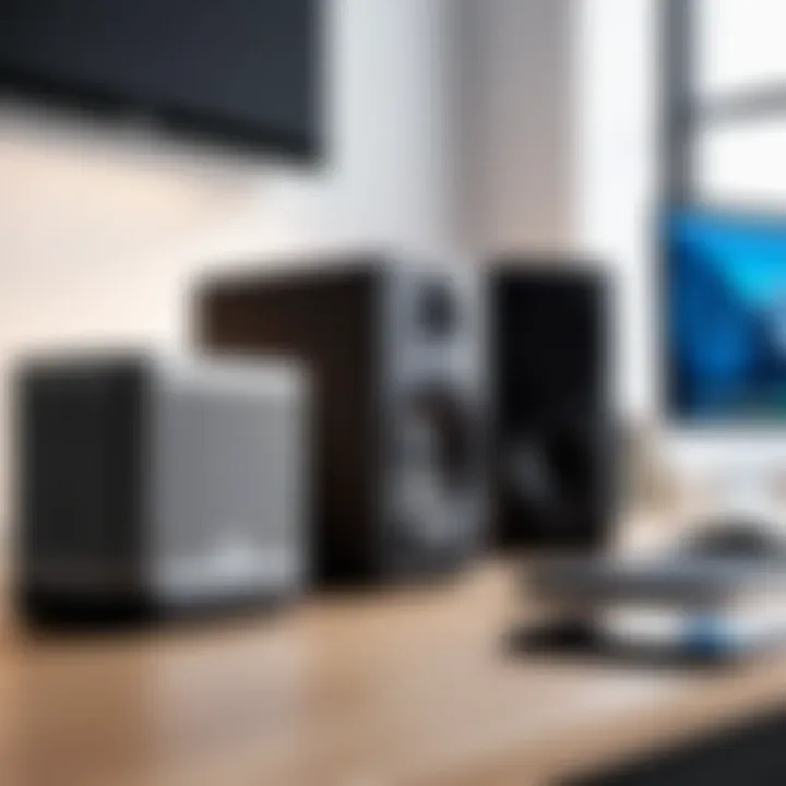 A workspace integrating whole room Bluetooth speakers for professional use