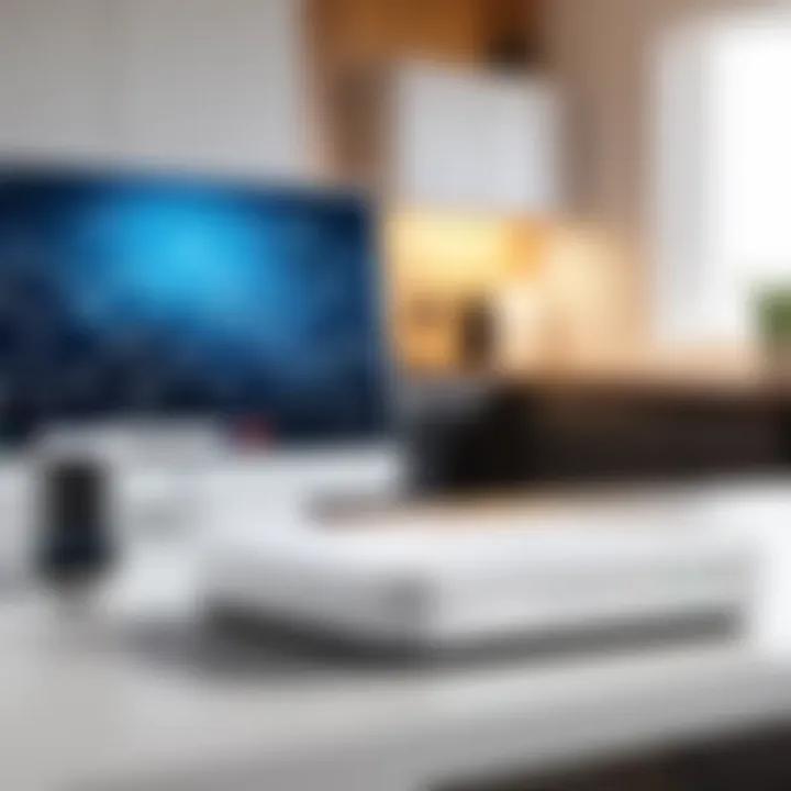 Illustration of network setup with Google Hub WiFi extender in a home environment