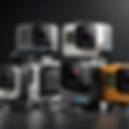 Showcasing different GoPro models side by side