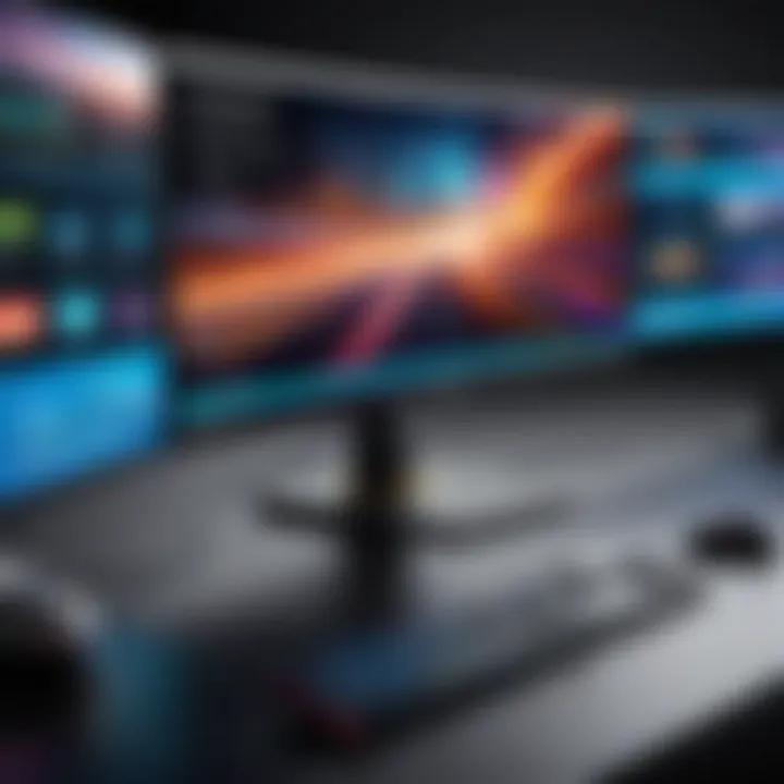 Close-up of ultrawide monitor features and connectivity options