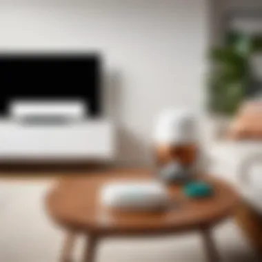 Eero device setup in a modern living room