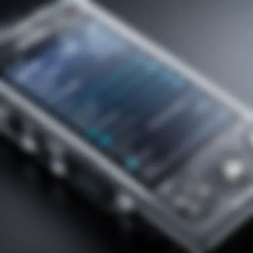 A close-up of a Sony Walkman device showing the settings menu for software updates