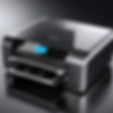 Modern Black Wireless Printer Design Sleek design of a black wireless printer showcasing modern technology