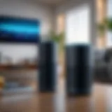 Illustration of Alexa Echo devices in a smart home setting
