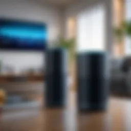 Illustration of Alexa Echo devices in a smart home setting