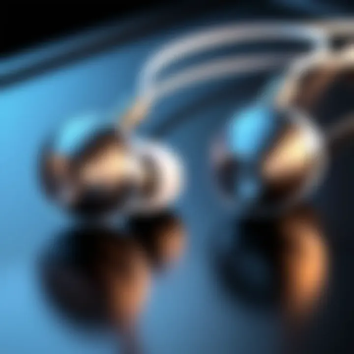 A close-up of earbuds in use, emphasizing sound quality and user experience.