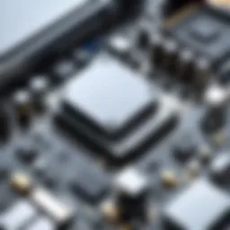 Close-up of computer components on a table