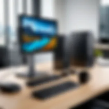 Dell OptiPlex model alongside various peripherals in a modern office setup