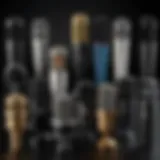 A diverse selection of studio microphones showcasing various types and designs.