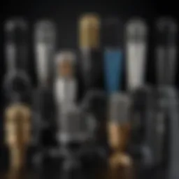 A diverse selection of studio microphones showcasing various types and designs.
