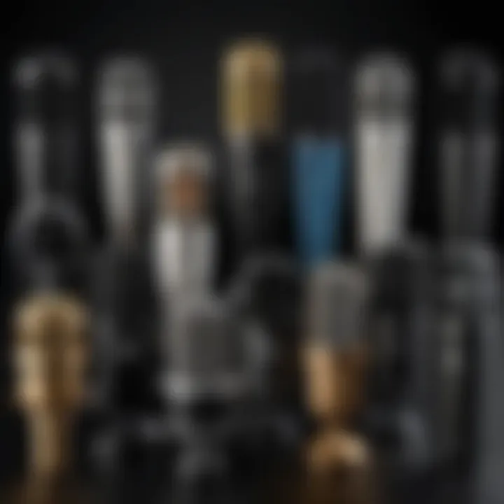 A diverse selection of studio microphones showcasing various types and designs.
