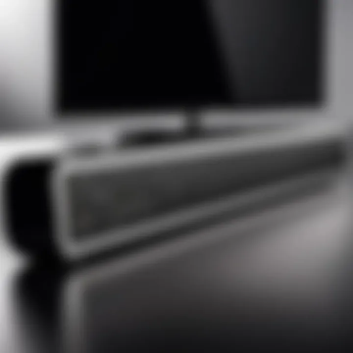 Detailed view of Polk Audio soundbar showcasing its sleek design