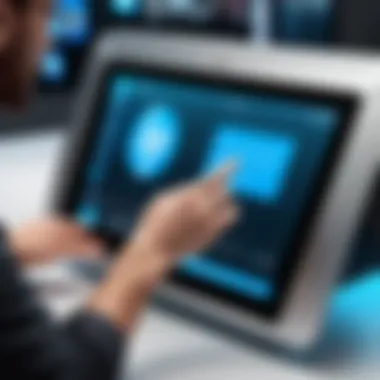 User interacting with HP touch screen technology