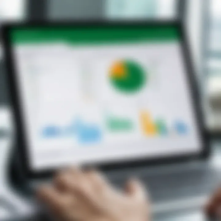 Close-up of tablet screen displaying advanced Excel features
