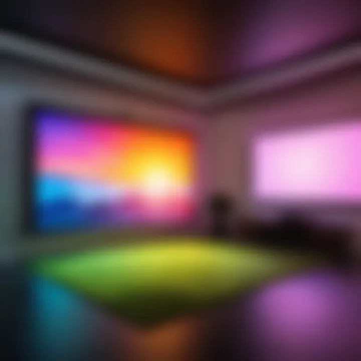 Demonstration of projector brightness in various settings