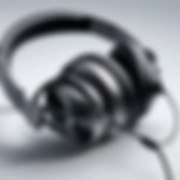 Close-up of Sony headphones showcasing technical features