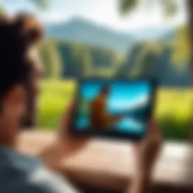 Enjoying Movies Anytime, Anywhere User enjoying a movie on a tablet outdoors
