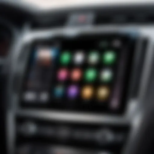 Apple CarPlay interface displayed on an iPad in a car