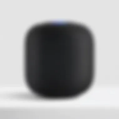 Apple HomePod Audio Features A sleek Apple HomePod showcasing advanced audio features