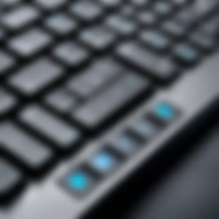 Close-up view of a Bluetooth keyboard showcasing USB connectivity.