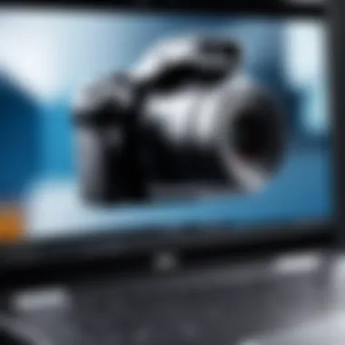 Close-up of a Dell laptop camera in action during a video conference