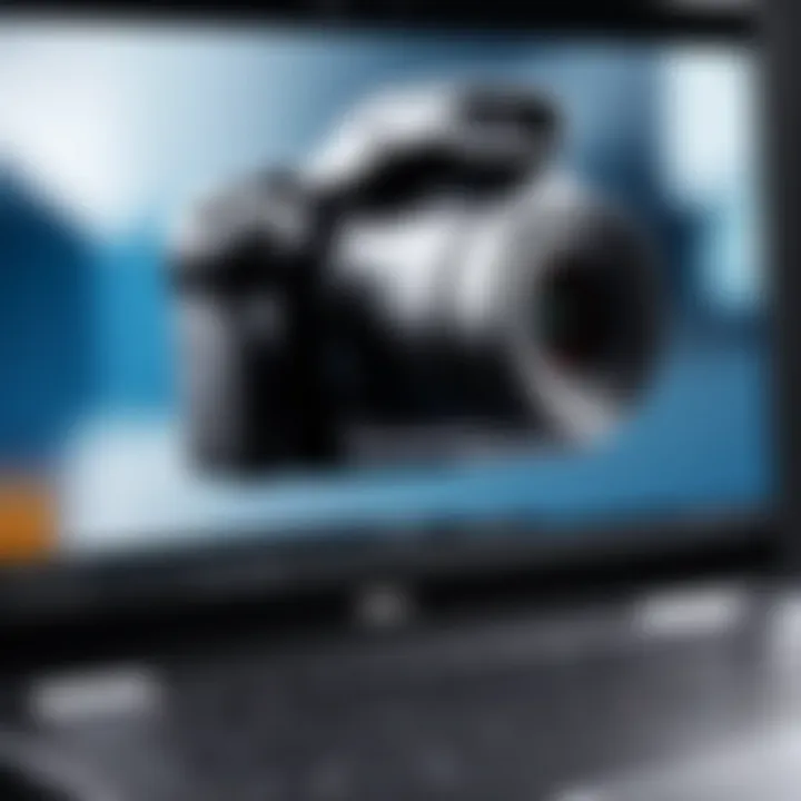 Close-up of a Dell laptop camera in action during a video conference