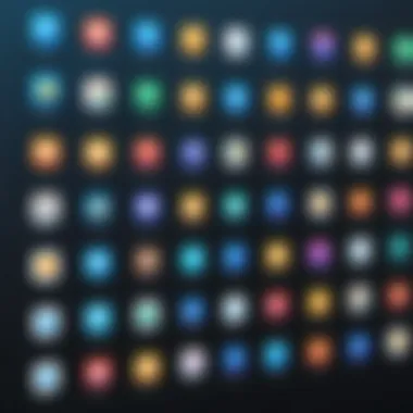 Diverse Custom Icons in Digital Applications Custom icons representing various digital applications
