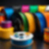 A vibrant selection of various 3D printing filaments arranged artfully