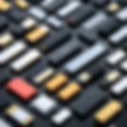 Diverse types of external memory sticks on display