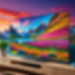 A stunning display of vibrant colors on a 75 Ultra HD TV showcasing a scenic landscape.