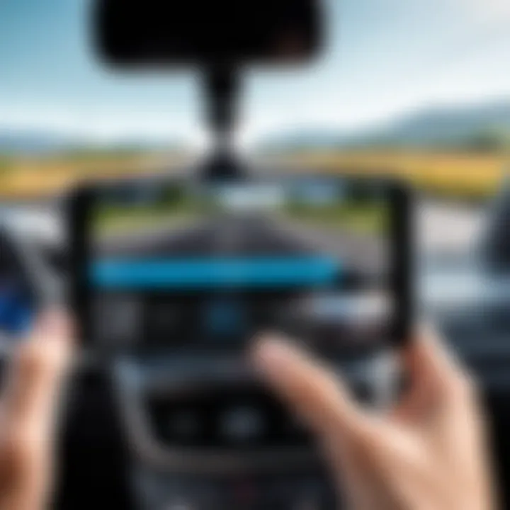 Visual representation of dash cam footage on a smartphone